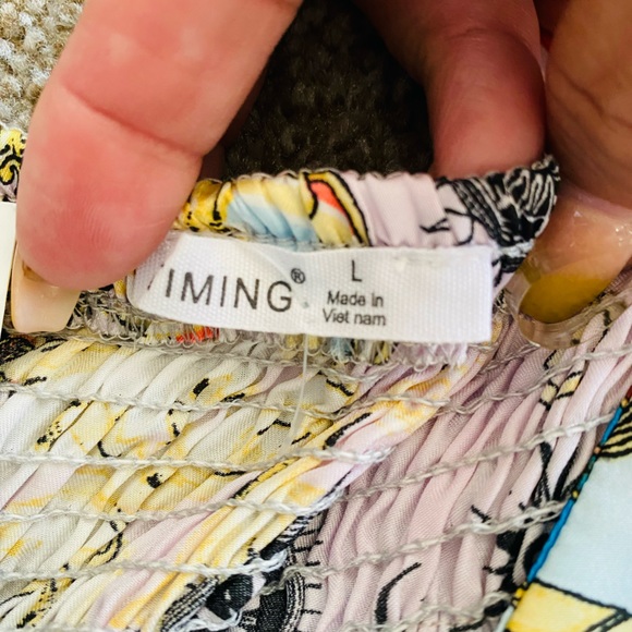 TIMING HALTER SATIN PRINT DRESS - L - Picture 7 of 8